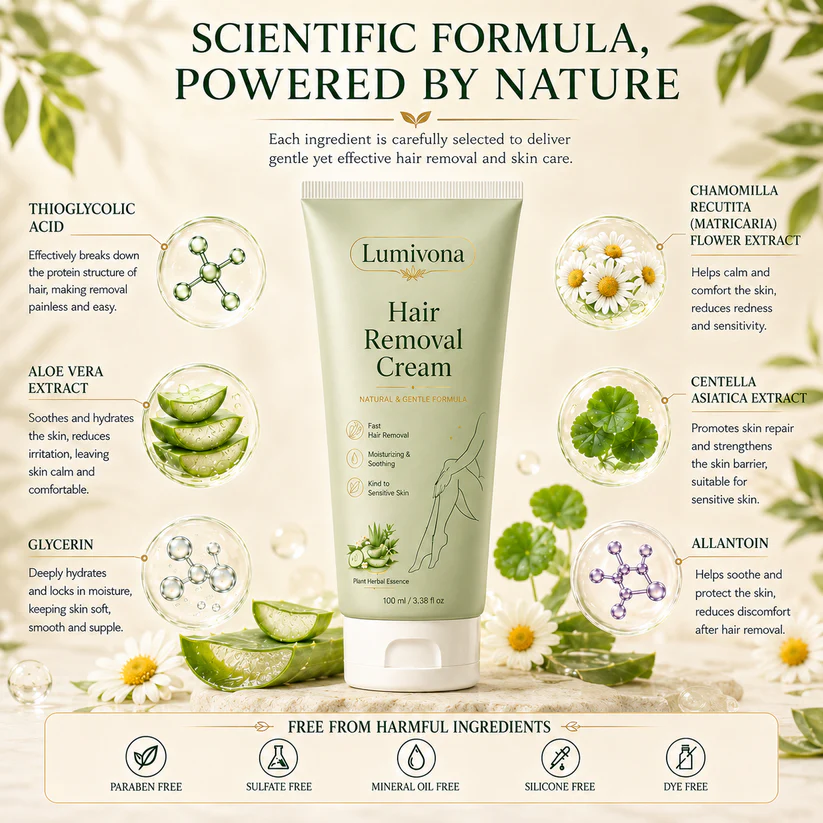 LIMETOW® Natural Gentle Hair Removal Cream | For Women & Men, Sensitive Skin