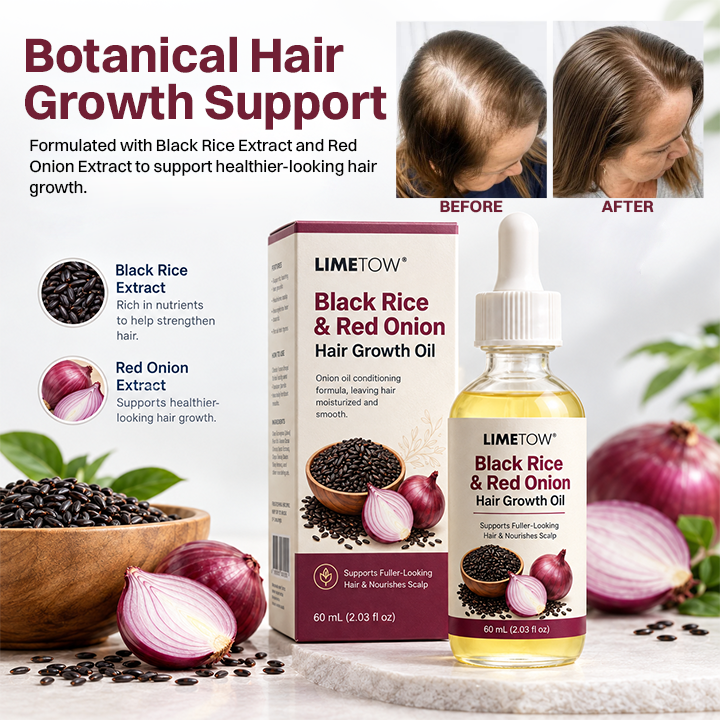 LIMETOW® BLACK RICE & RED ONION HAIR GROWTH OIL! BOTANICAL SUPPORT FOR FULLER HAIR AND HEALTHIER GROWTH!