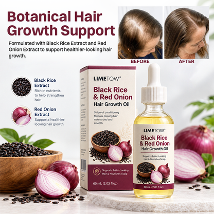 LIMETOW® BLACK RICE & RED ONION HAIR GROWTH OIL! BOTANICAL SUPPORT FOR FULLER HAIR AND HEALTHIER GROWTH!