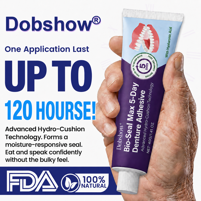 🔥100K+ SOLD🔥Dobshow® Bio-Seal Max 5-Day Denture Adhesive🦷💙