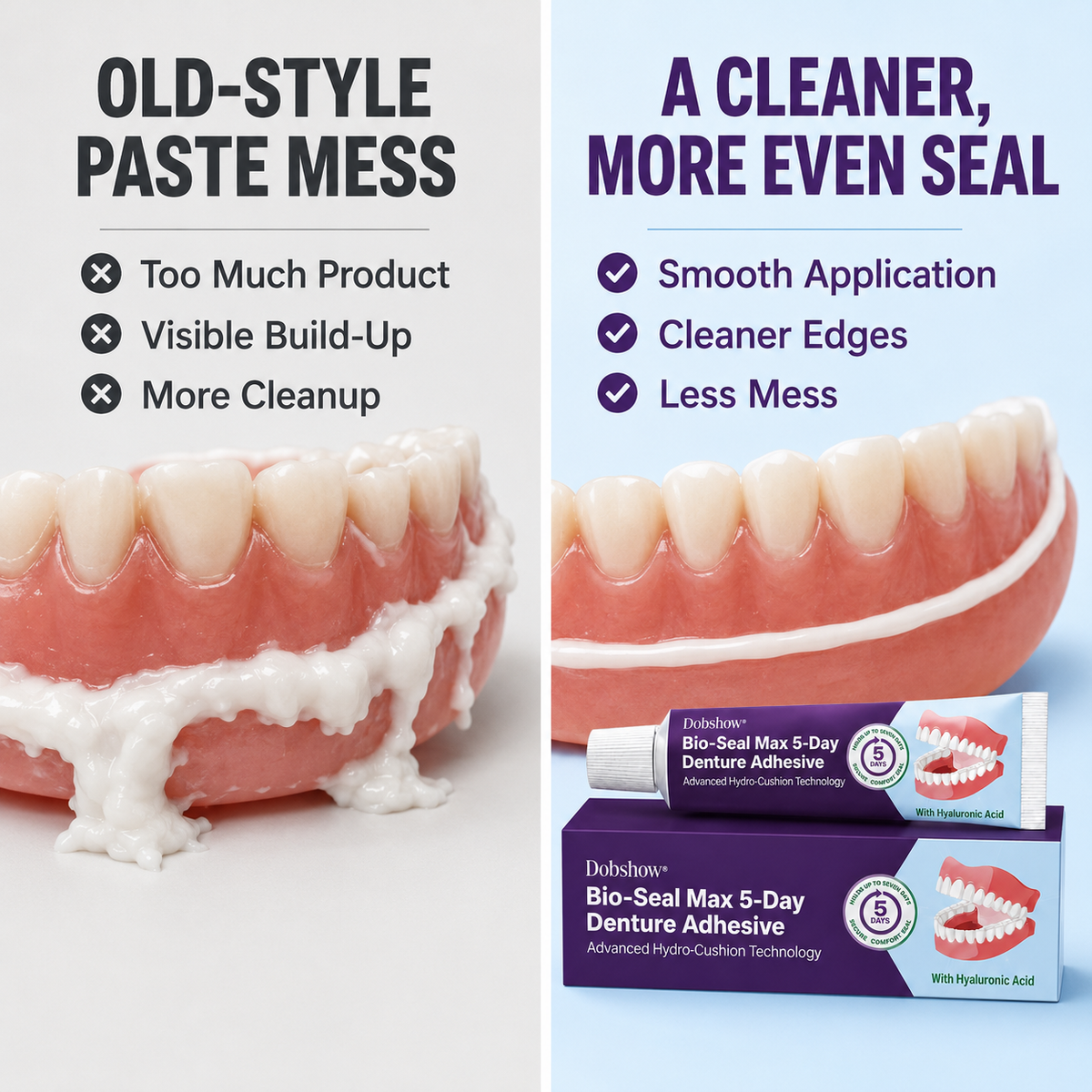 🔥100K+ SOLD🔥Dobshow® Bio-Seal Max 5-Day Denture Adhesive🦷💙