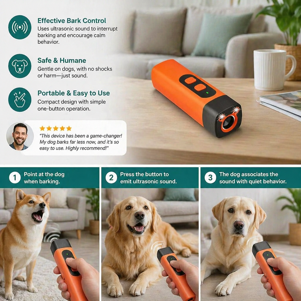 Anti-Barking – Dog-Friendly Ultrasonic Anti-Barking Device