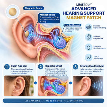 LIMETOW® ADVANCED HEARING SUPPORT MAGNET PATCH! MAGNETIC THERAPY FOR HEARING LOSS, TINNITUS, EAR PRESSURE, AND EAR DISCOMFORT!