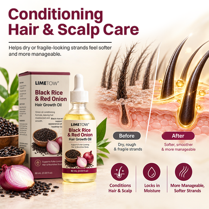 LIMETOW® BLACK RICE & RED ONION HAIR GROWTH OIL! BOTANICAL SUPPORT FOR FULLER HAIR AND HEALTHIER GROWTH!