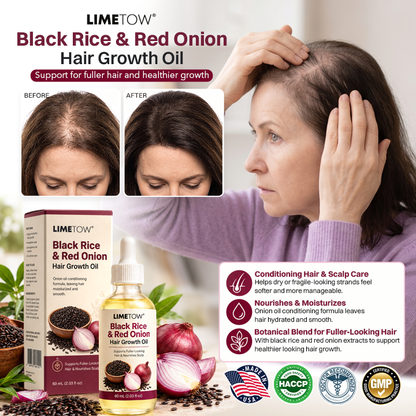 LIMETOW® BLACK RICE & RED ONION HAIR GROWTH OIL! BOTANICAL SUPPORT FOR FULLER HAIR AND HEALTHIER GROWTH!